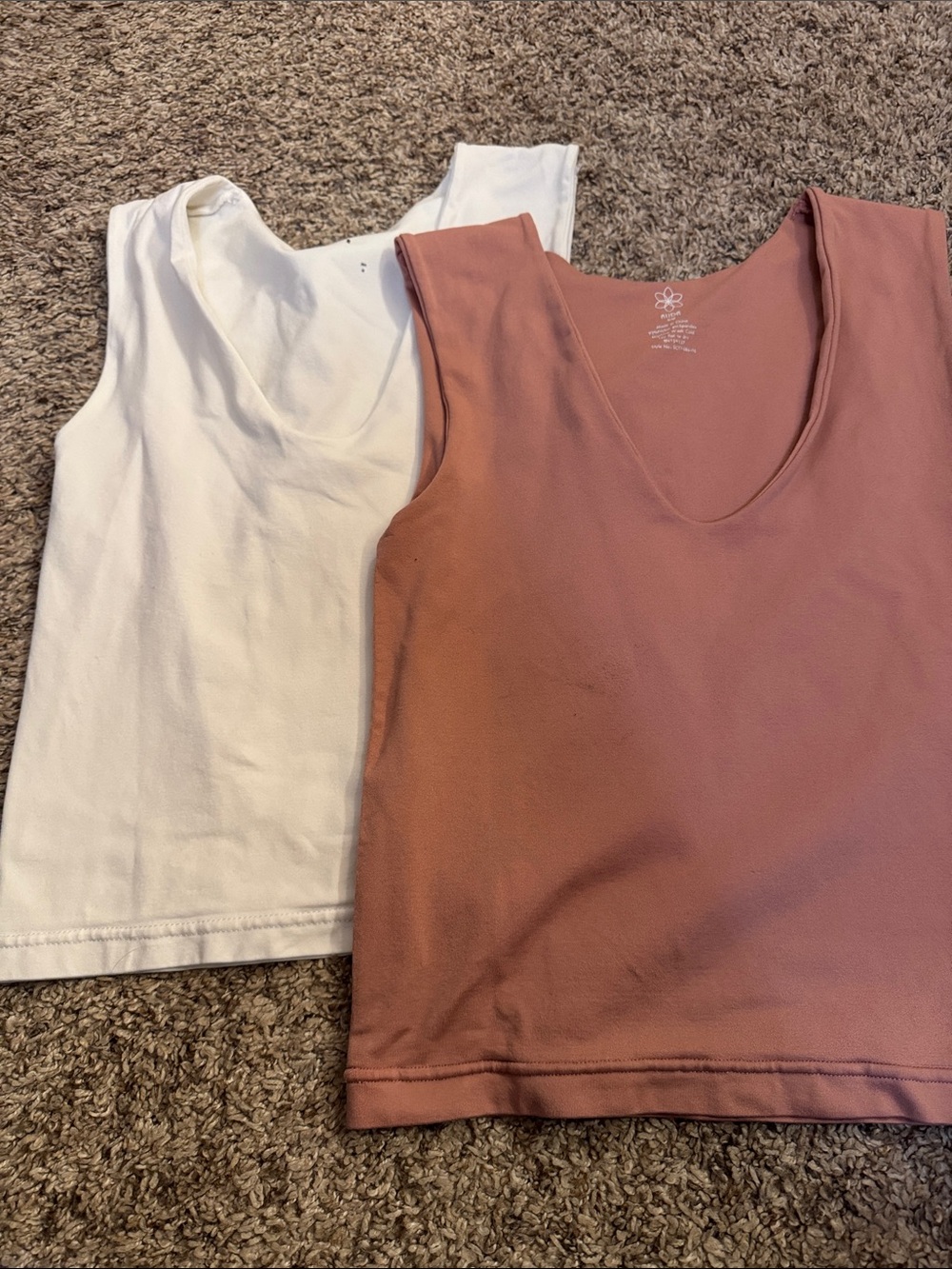 Aura Scoop Neck Tank Top Duo — Mauve Pink and White
